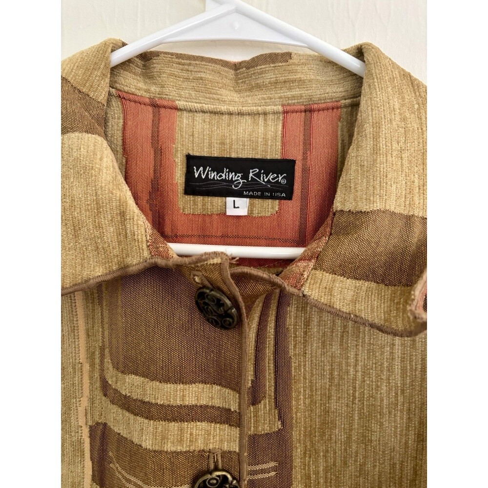 Vtg Tapestry Jacket Winding Rivers Geometric Southwestern NOS Women’s L Blazer - Picture 3 of 8